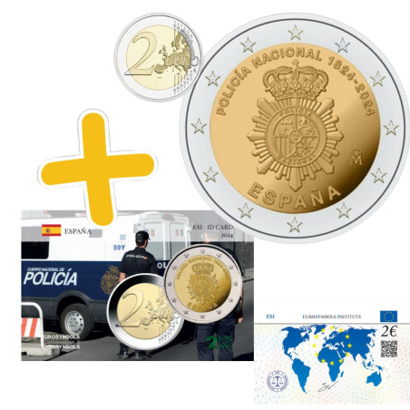 Espagne 2024 Police - 2€ + carte commémorative